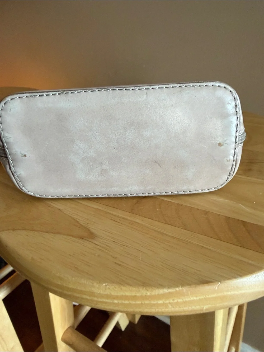 Vera Pelle Light Cream Leather Square Crossbody Bag